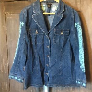 Ashley Stewart Plus Size Jean Jacket turquoise